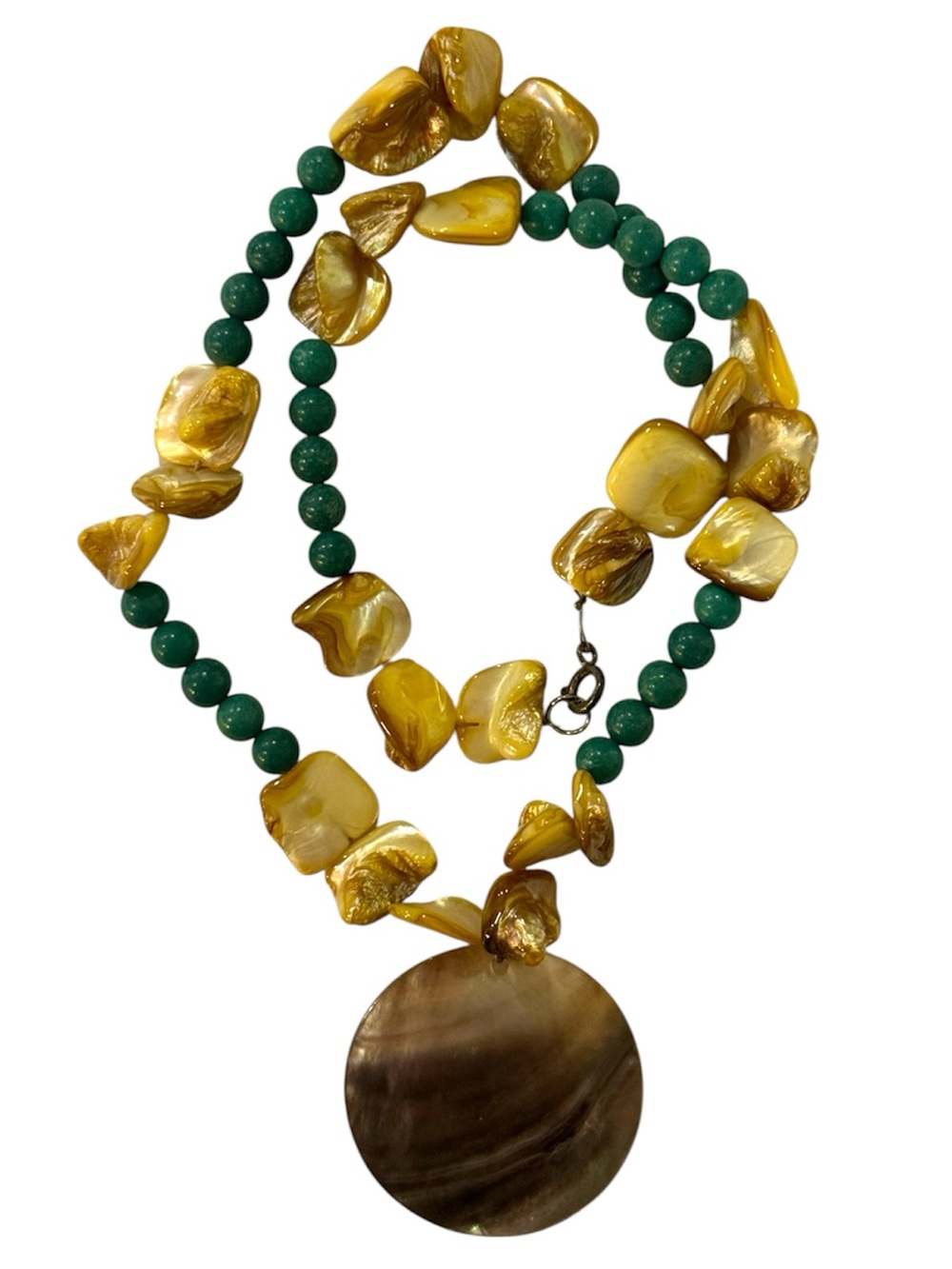 Mother of Pearl‎ Shell Pendant Yellow Turquoise Necklace